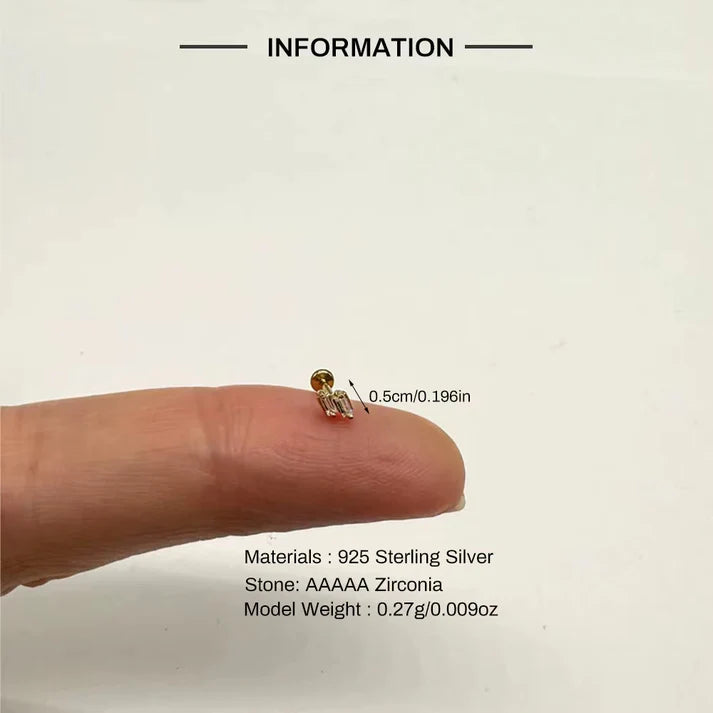 Luxe Line Mini Zircon Stud – a Spark of Modern Minimalism