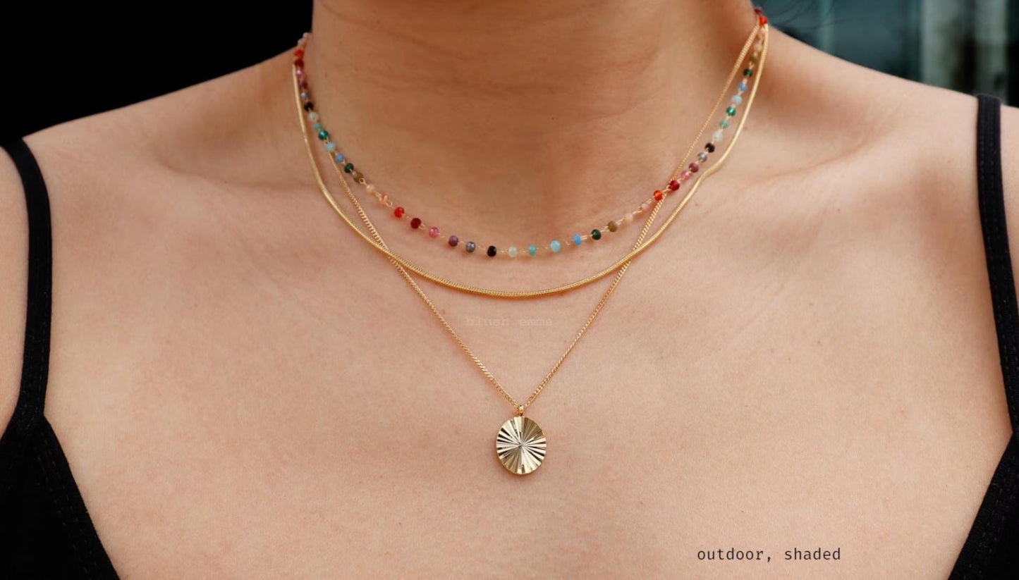 Rainbow Gemstone Beaded Necklace – a Dainty Touch of Color and Charm