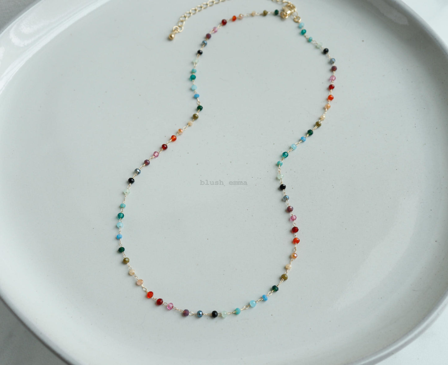 Rainbow Gemstone Beaded Necklace – a Dainty Touch of Color and Charm