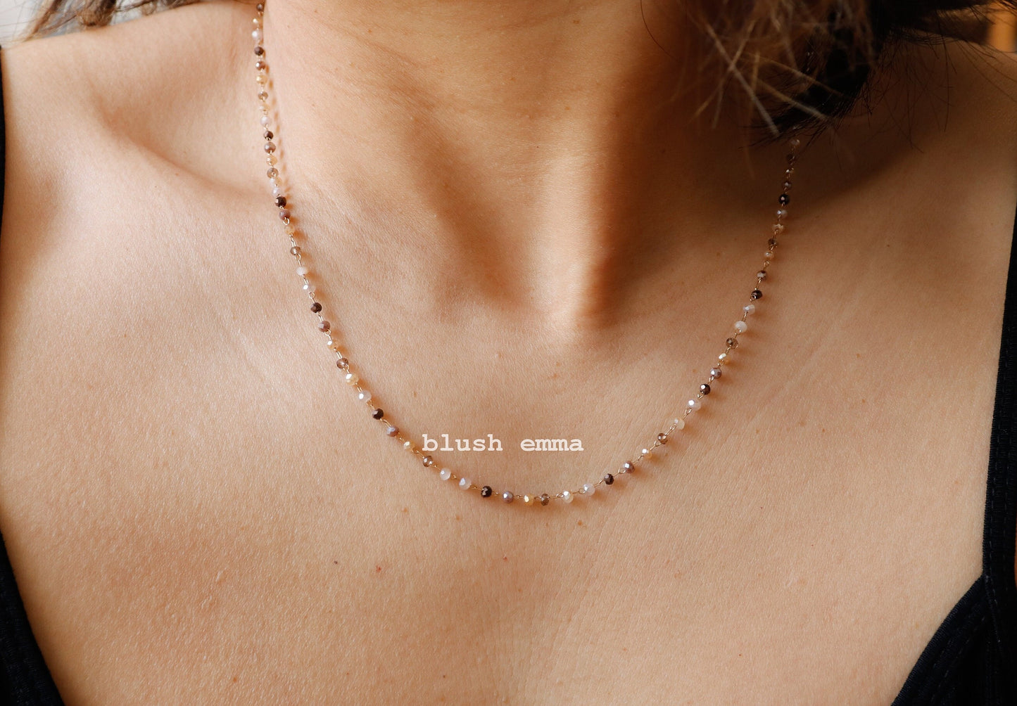 Rainbow Gemstone Beaded Necklace – a Dainty Touch of Color and Charm